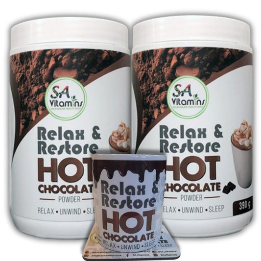 2x Relax & Restore Hot Chocolate 390g with FREE limited edition Mug & Coaster