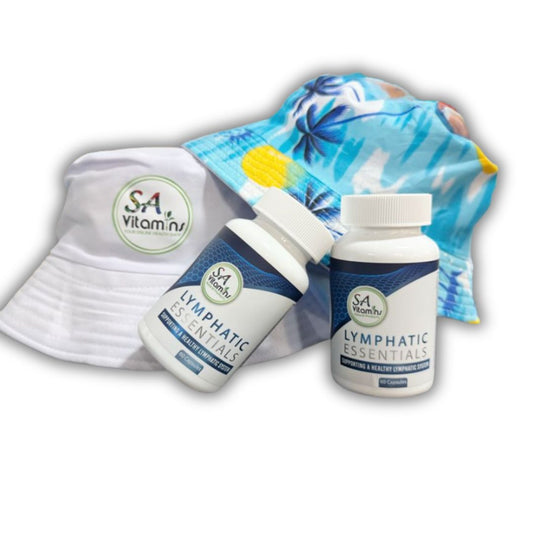 2 x Lymphatic Essentials 60 Capsules with limited edition reversable sun hat